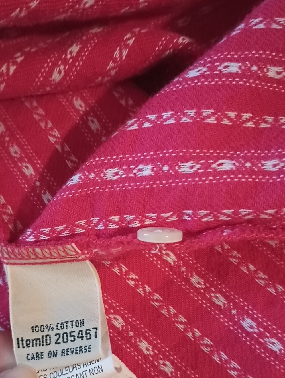 L.L. Bean Red White Dobby Pintuck Cottagecore Flannel Nightgown L - Picture 3 of 7